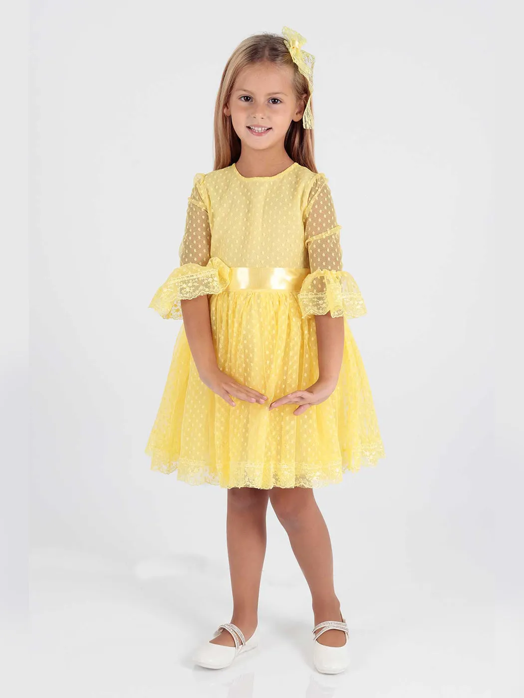 Girls' Tokalı and Tulle Lace Daily Trend Dress AK2209