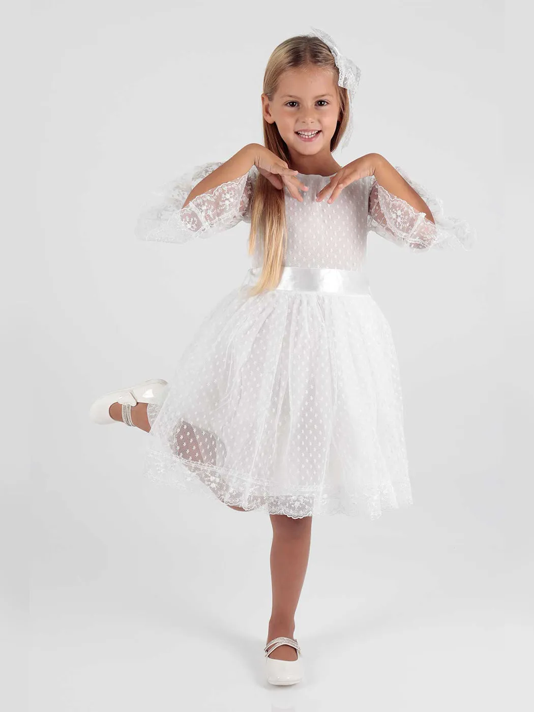 Girls' Tokalı and Tulle Lace Daily Trend Dress AK2209