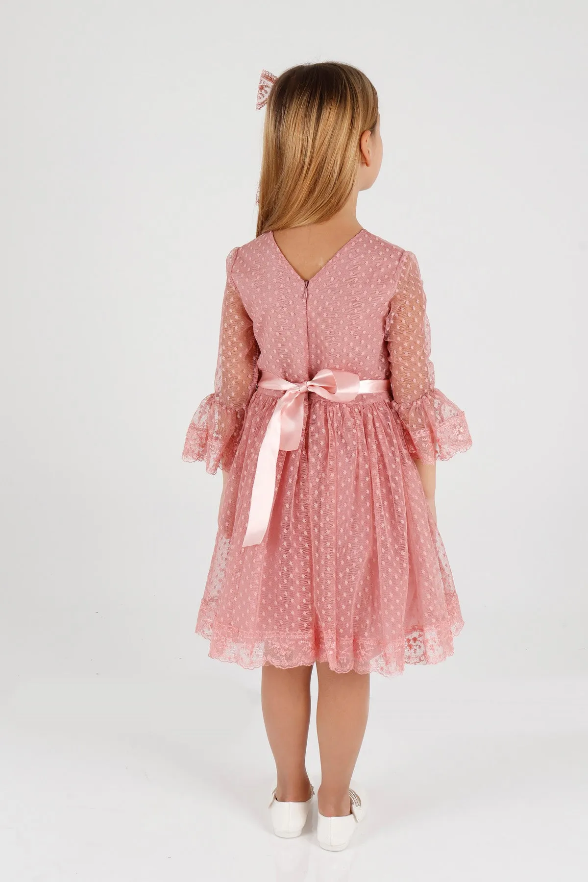 Girls' Tokalı and Tulle Lace Daily Trend Dress AK2209