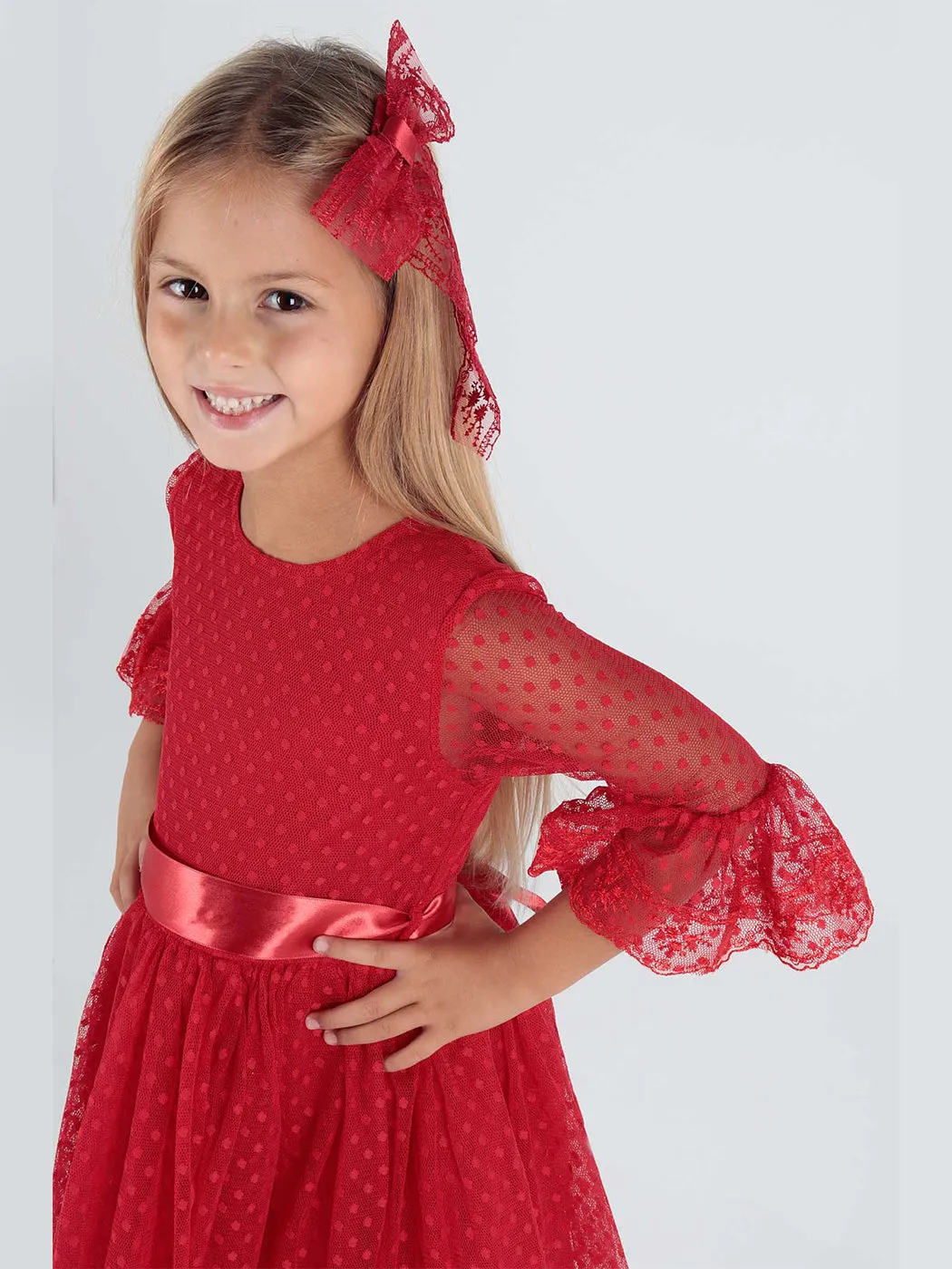 Girls' Tokalı and Tulle Lace Daily Trend Dress AK2209