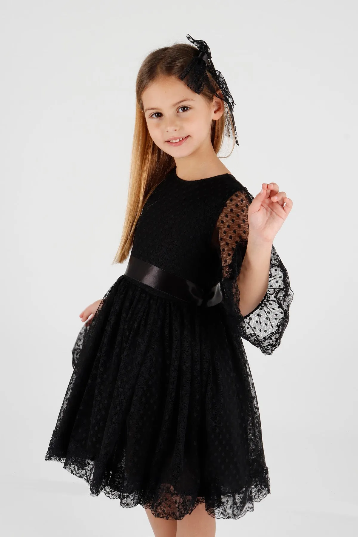 Girls' Tokalı and Tulle Lace Daily Trend Dress AK2209