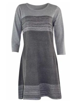 Gray Fit & Flare Stripe Sweater Dress Size Medium