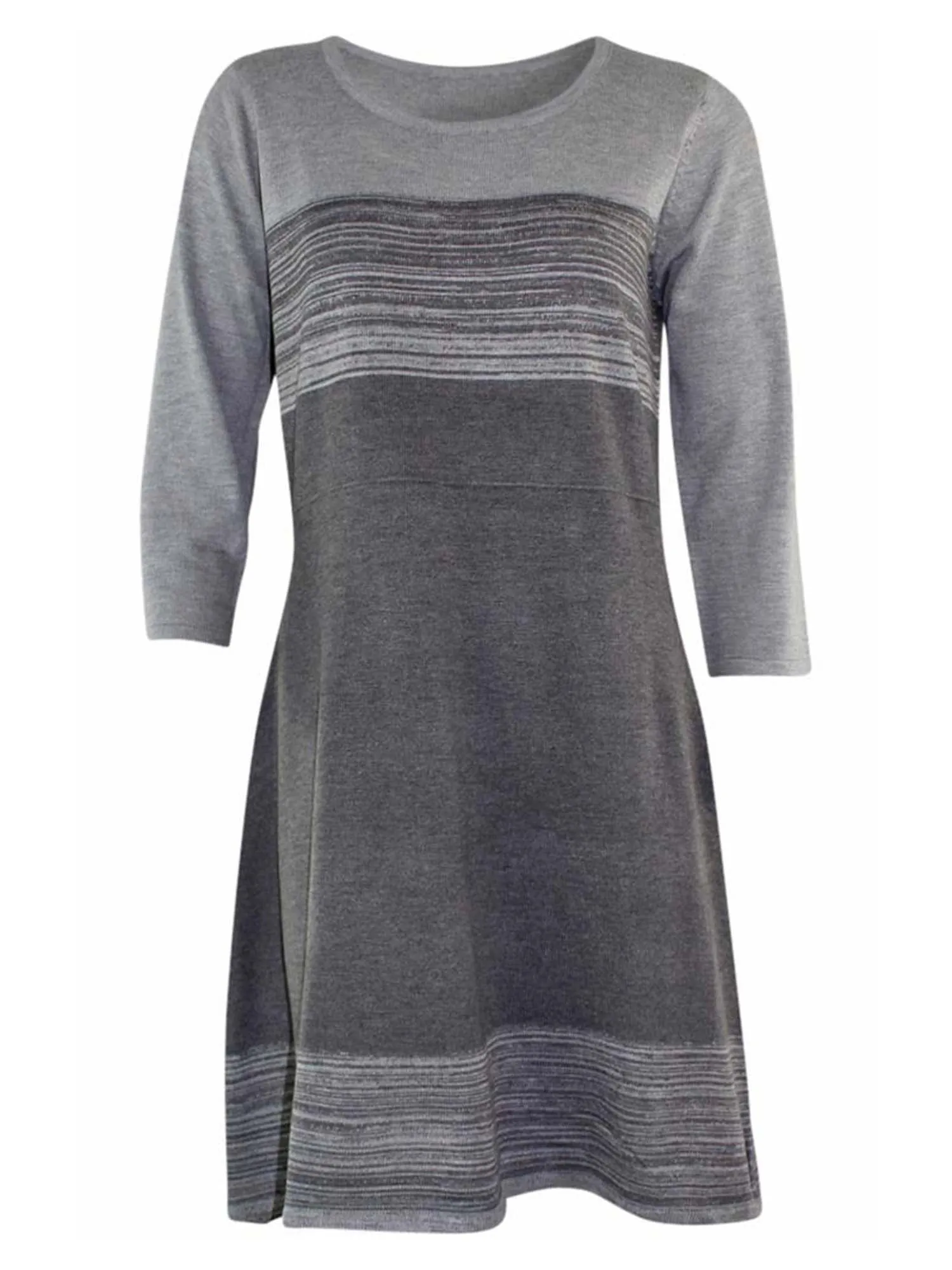 Gray Fit & Flare Stripe Sweater Dress Size Medium