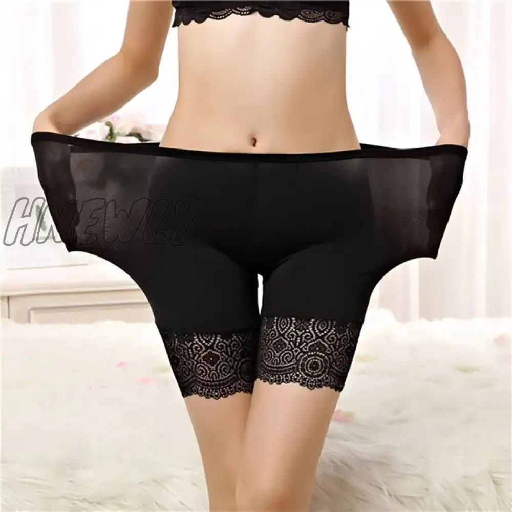 Hnewly Sexy Lace Safety Shorts For Women Seamless Cotton Boyshorts Panties Plus Size Female Spandex Black Shorts Boxers For Ladies
