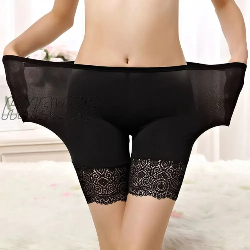 Hnewly Sexy Lace Safety Shorts For Women Seamless Cotton Boyshorts Panties Plus Size Female Spandex Black Shorts Boxers For Ladies