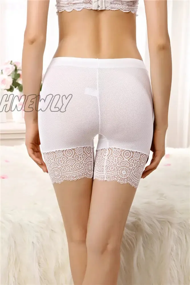 Hnewly Sexy Lace Safety Shorts For Women Seamless Cotton Boyshorts Panties Plus Size Female Spandex Black Shorts Boxers For Ladies