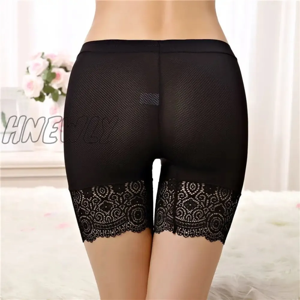 Hnewly Sexy Lace Safety Shorts For Women Seamless Cotton Boyshorts Panties Plus Size Female Spandex Black Shorts Boxers For Ladies