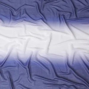Indigo blue, white synthetic chiffon fabric with same tone metallic lurex in ombre design-D14455