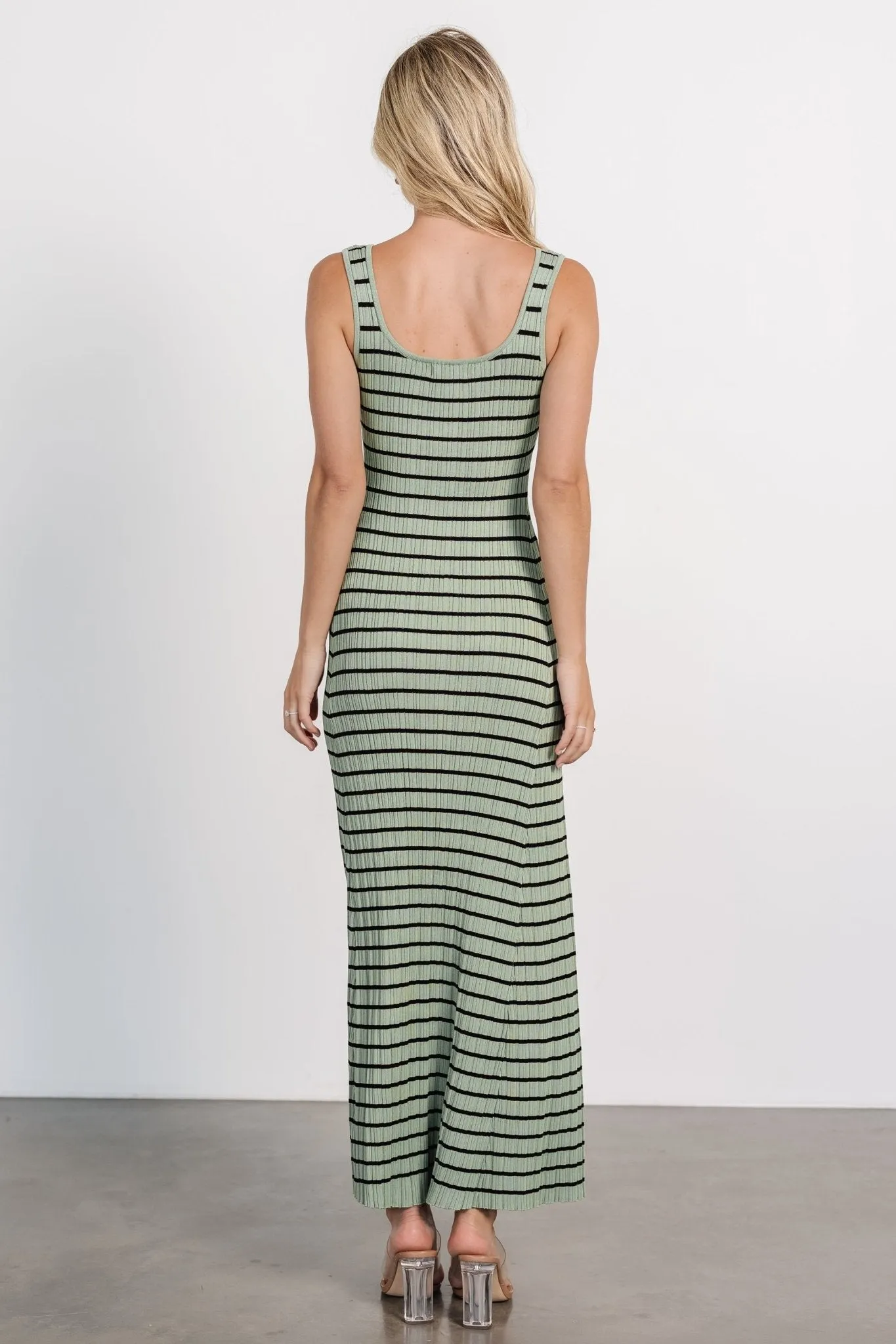 Jesse Ribbed Tank Maxi Dress | Olive   Black