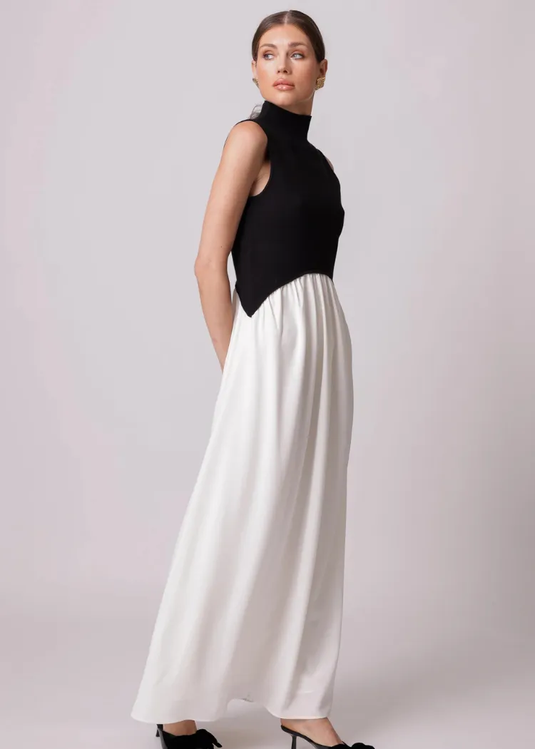 Line   Dot Masha Maxi Dress- Black/ Cream