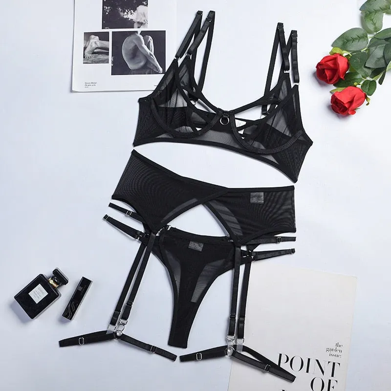 Lingerie Underwear Fancy Lace Garter Set