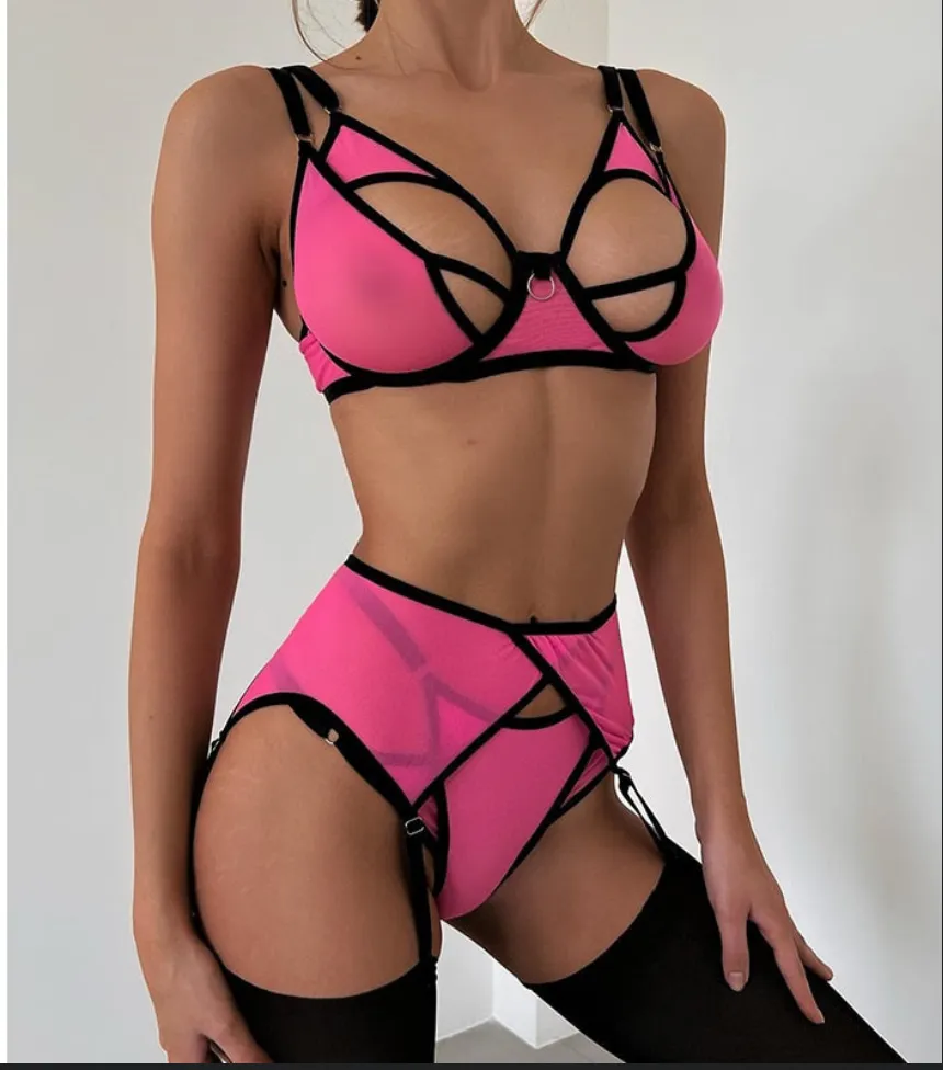 Lingerie Underwear Fancy Lace Garter Set