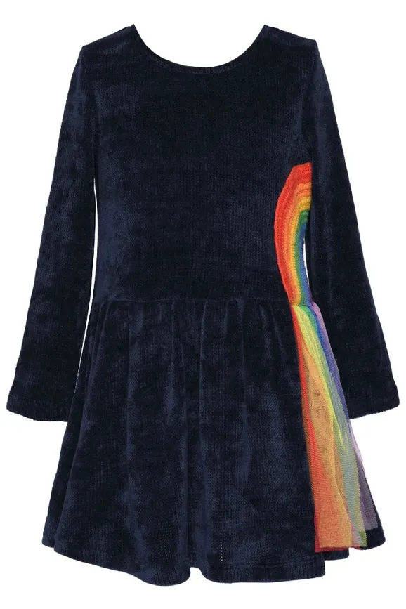 L/S Sweater Dress w/ Rainbow Trim Detail