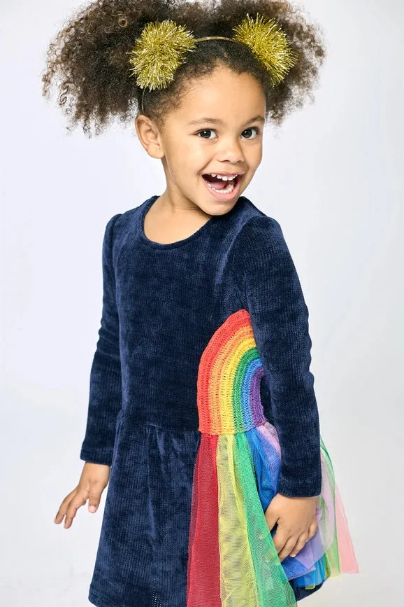 L/S Sweater Dress w/ Rainbow Trim Detail
