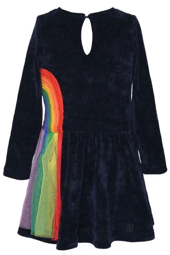 L/S Sweater Dress w/ Rainbow Trim Detail