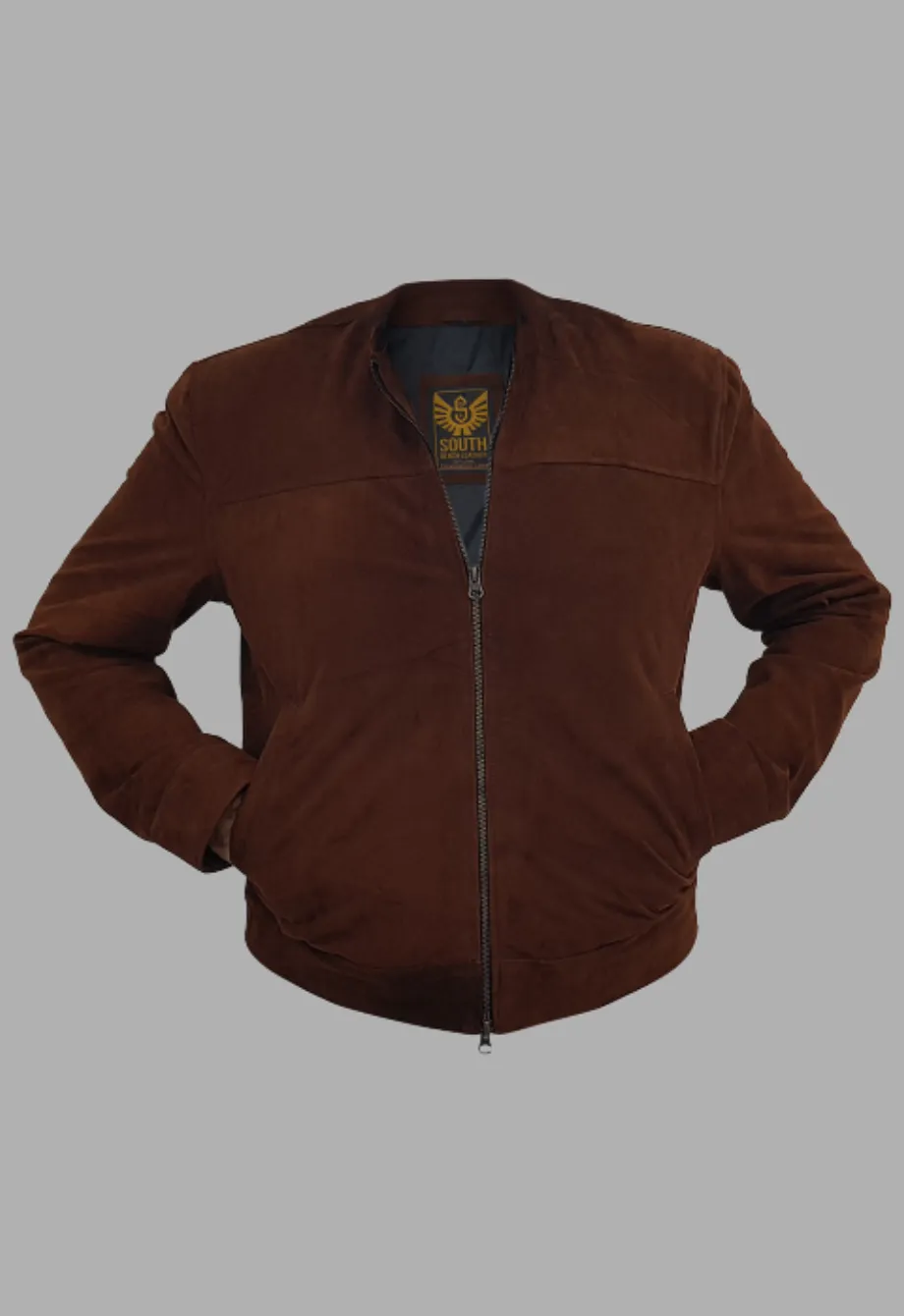 Men's Fashion Brown Suede Slim Fit Racer Leather Jacket