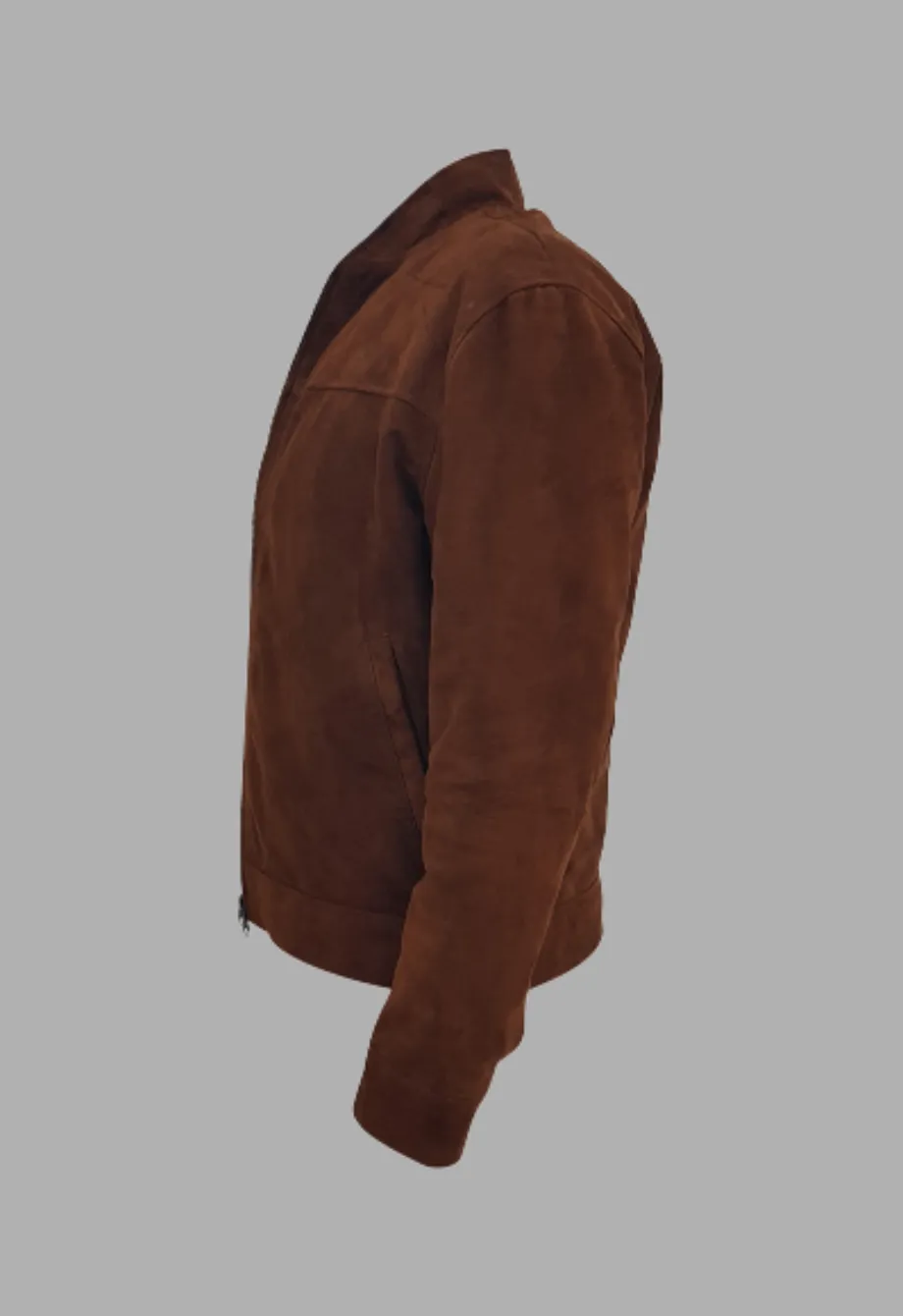 Men's Fashion Brown Suede Slim Fit Racer Leather Jacket