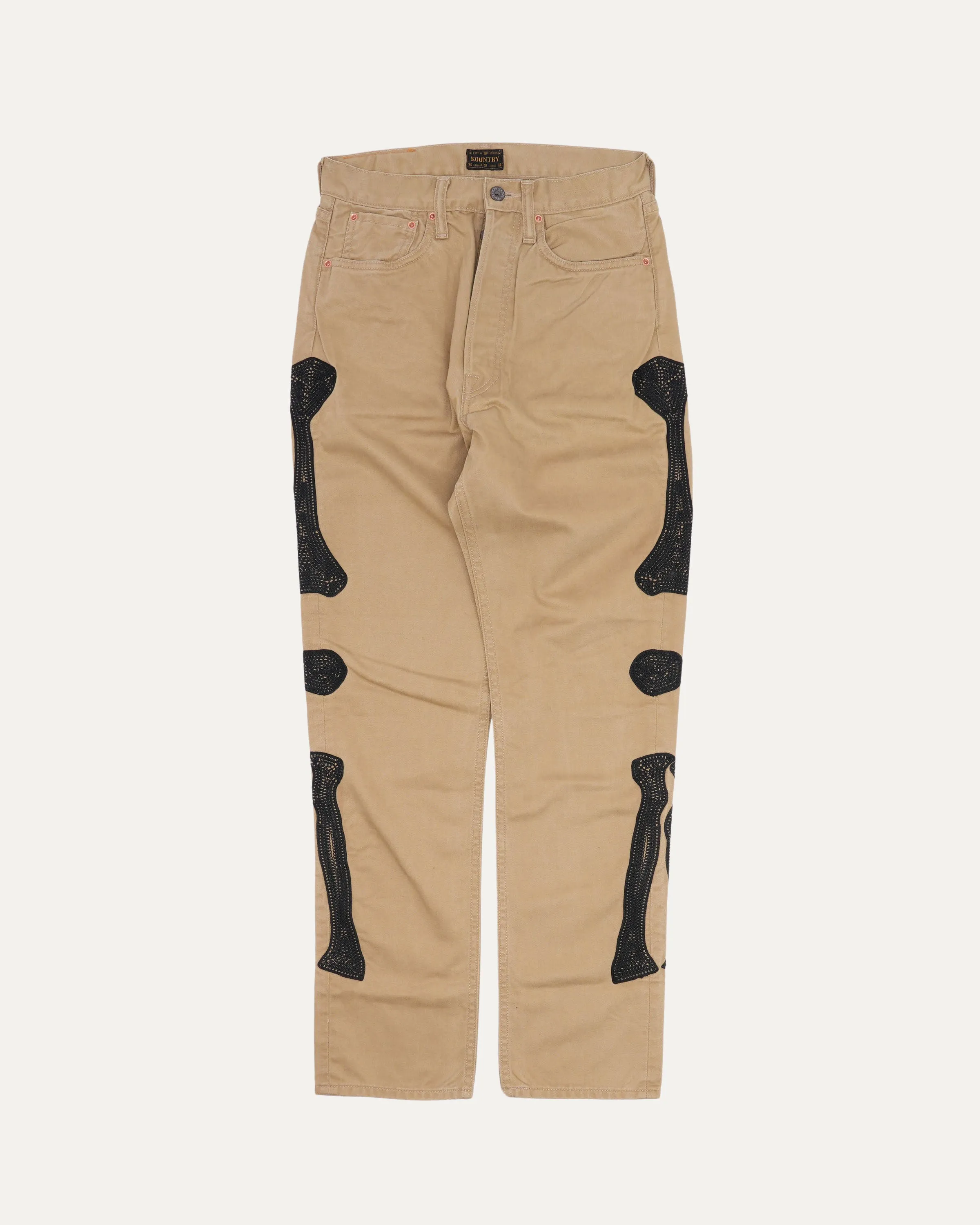Mexican Tuxedo Okagilly Crochet-Trimmed Cotton-Twill Chino Pants