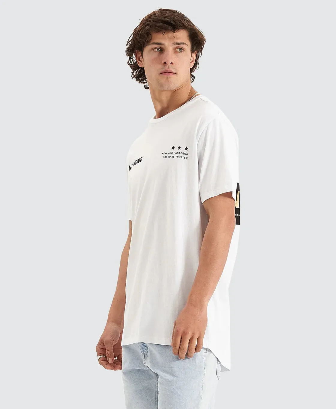 NENA & PASADENA Mens Mercenary Cape Back Tee - White