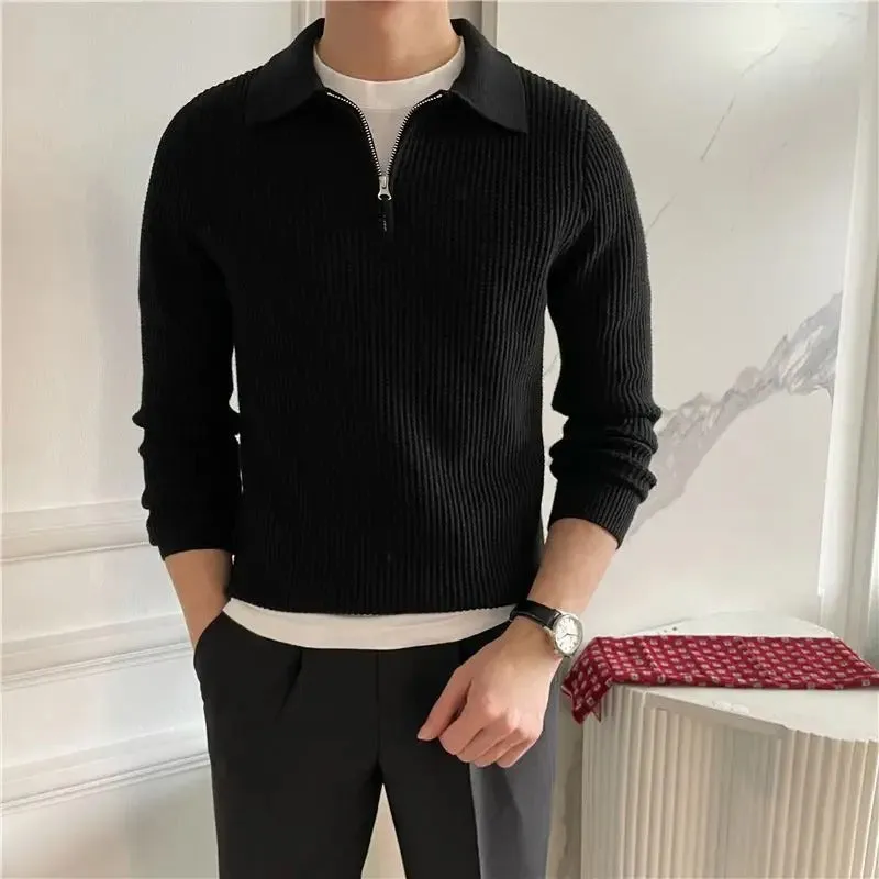 Noble Wear Old Money V-Collar Zipped Sweater