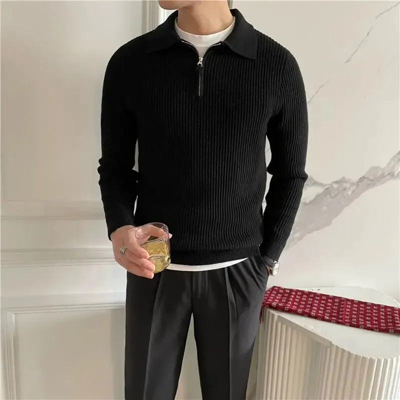 Noble Wear Old Money V-Collar Zipped Sweater