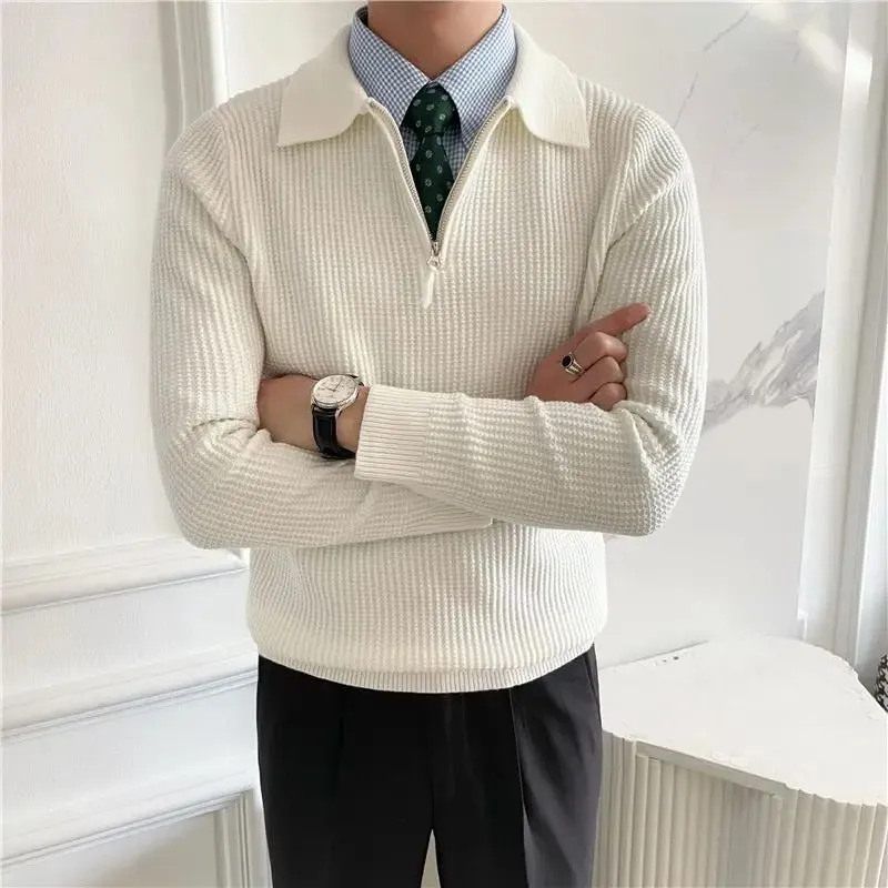 Noble Wear Old Money V-Collar Zipped Sweater