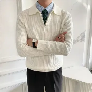 Noble Wear Old Money V-Collar Zipped Sweater