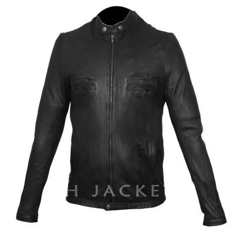 Oblow Zac Efron 17 Again Wrinkled Fine Quality Men's Leather Jacket