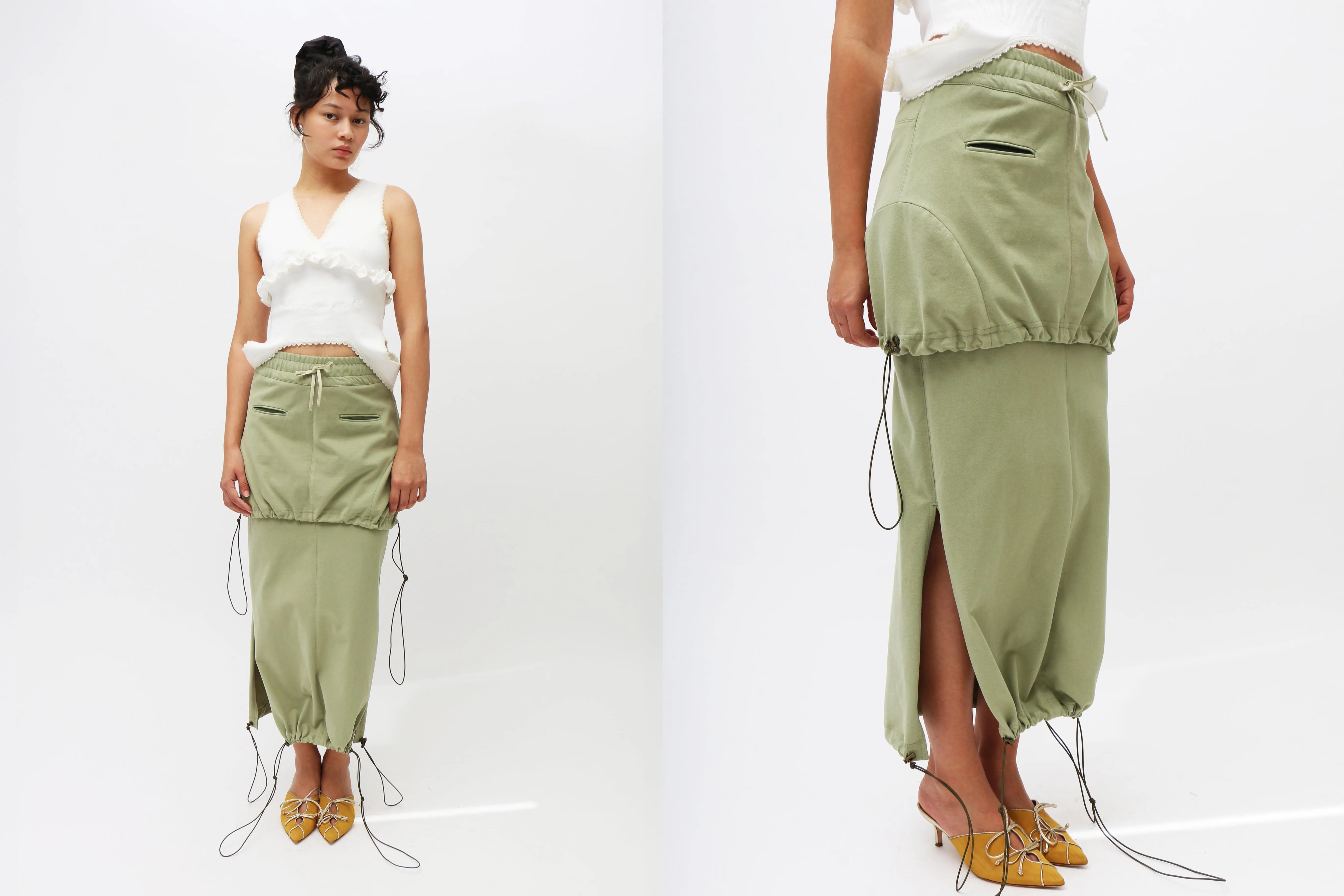 Olive Jersey Adjustable Skirt