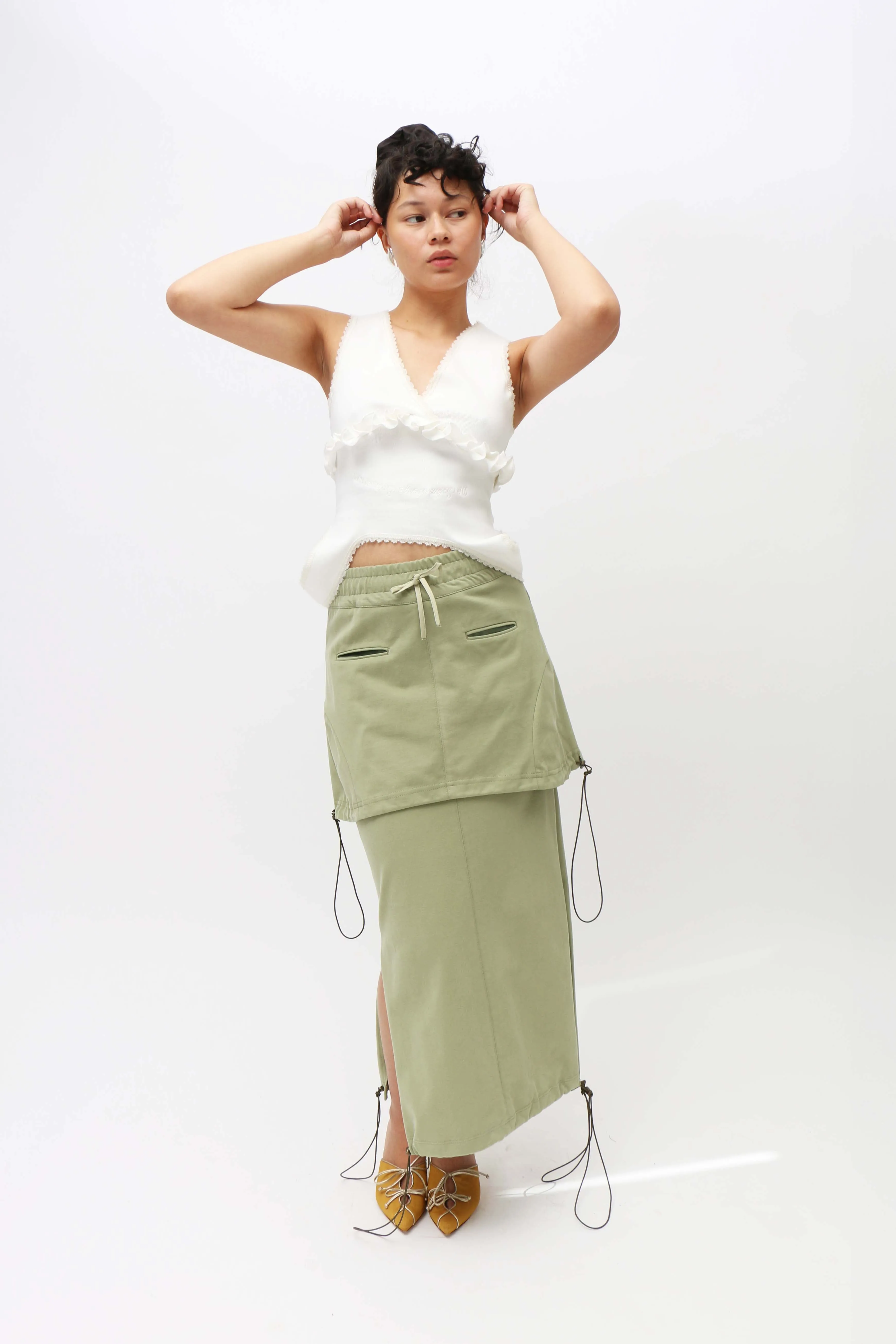 Olive Jersey Adjustable Skirt