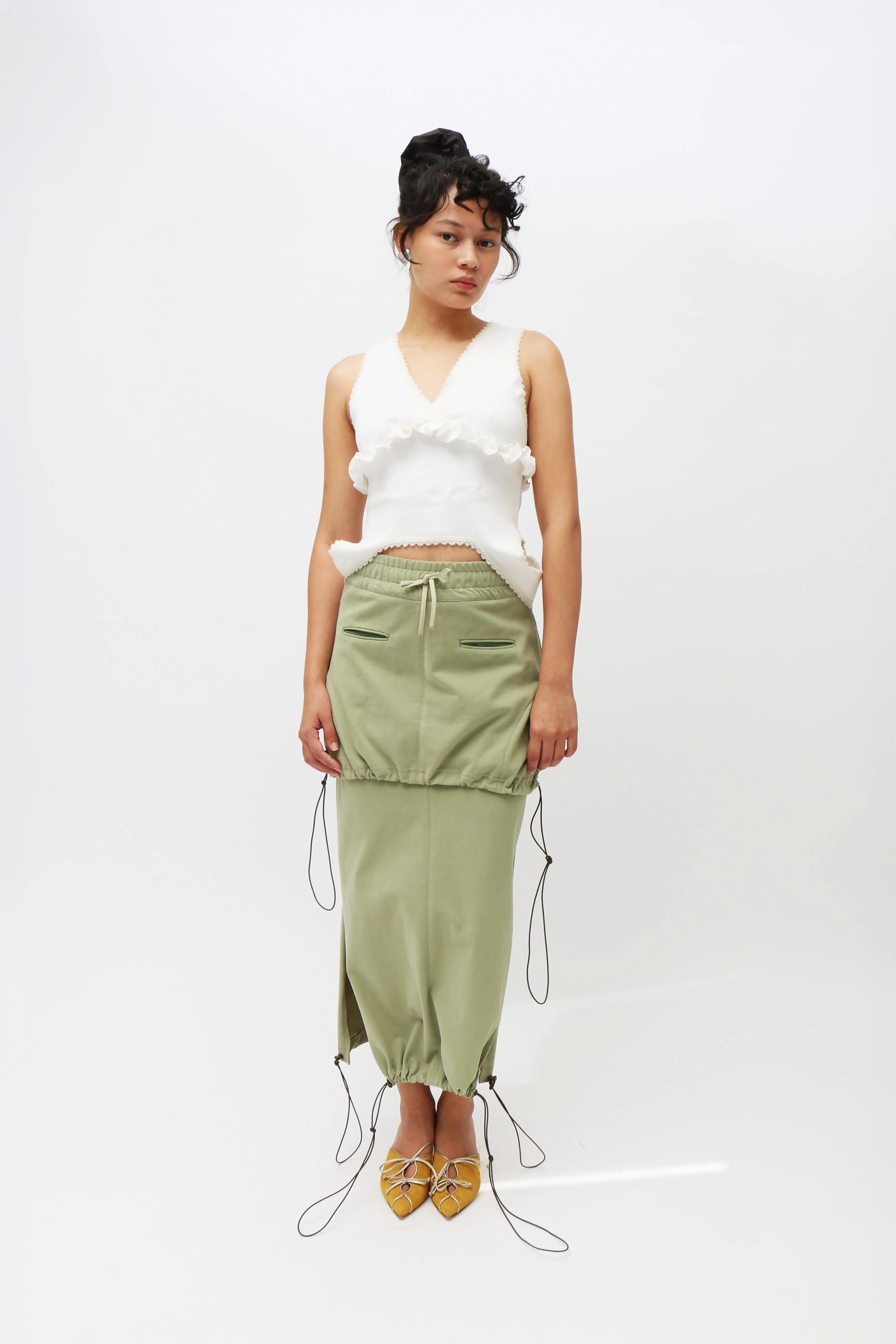 Olive Jersey Adjustable Skirt