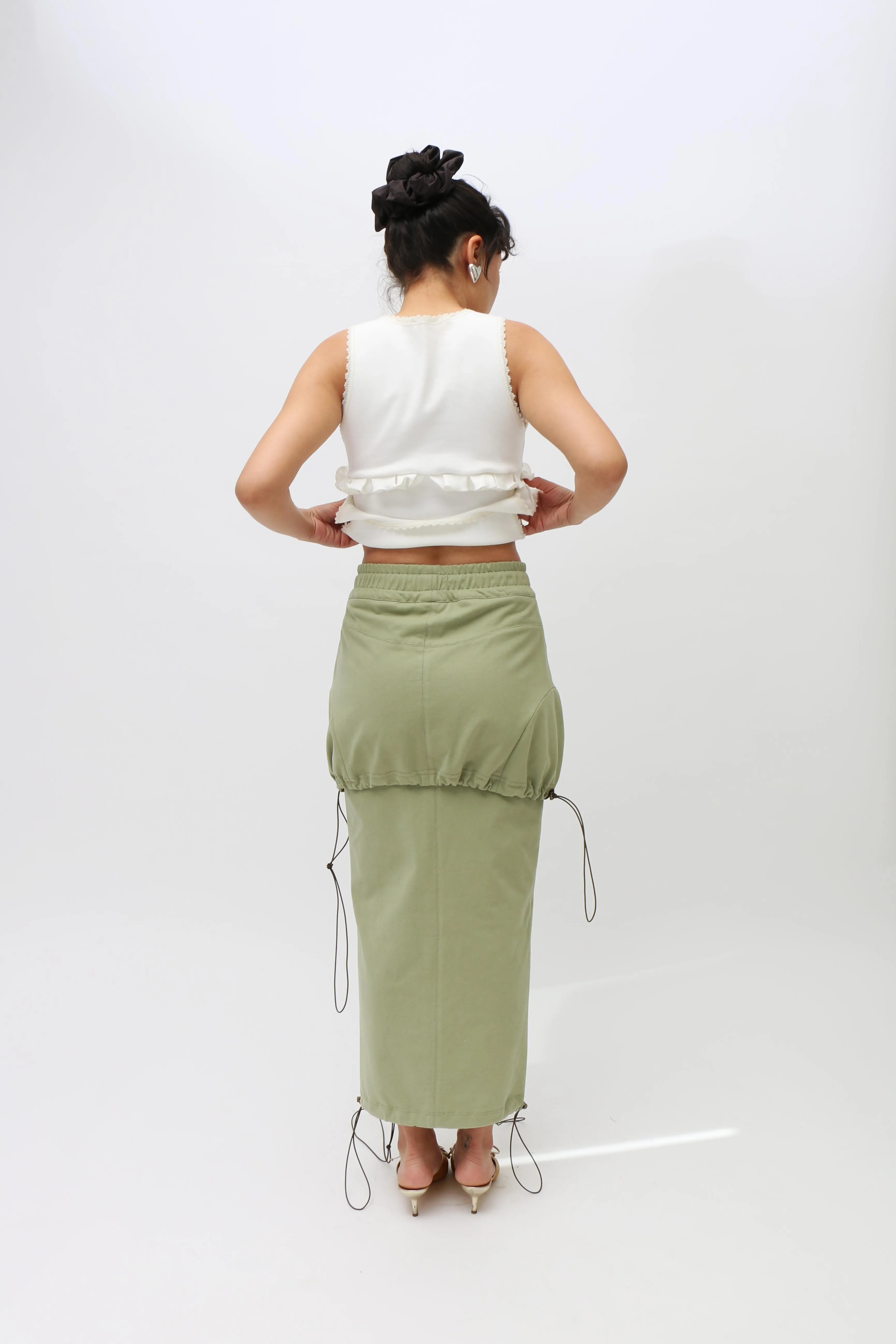 Olive Jersey Adjustable Skirt