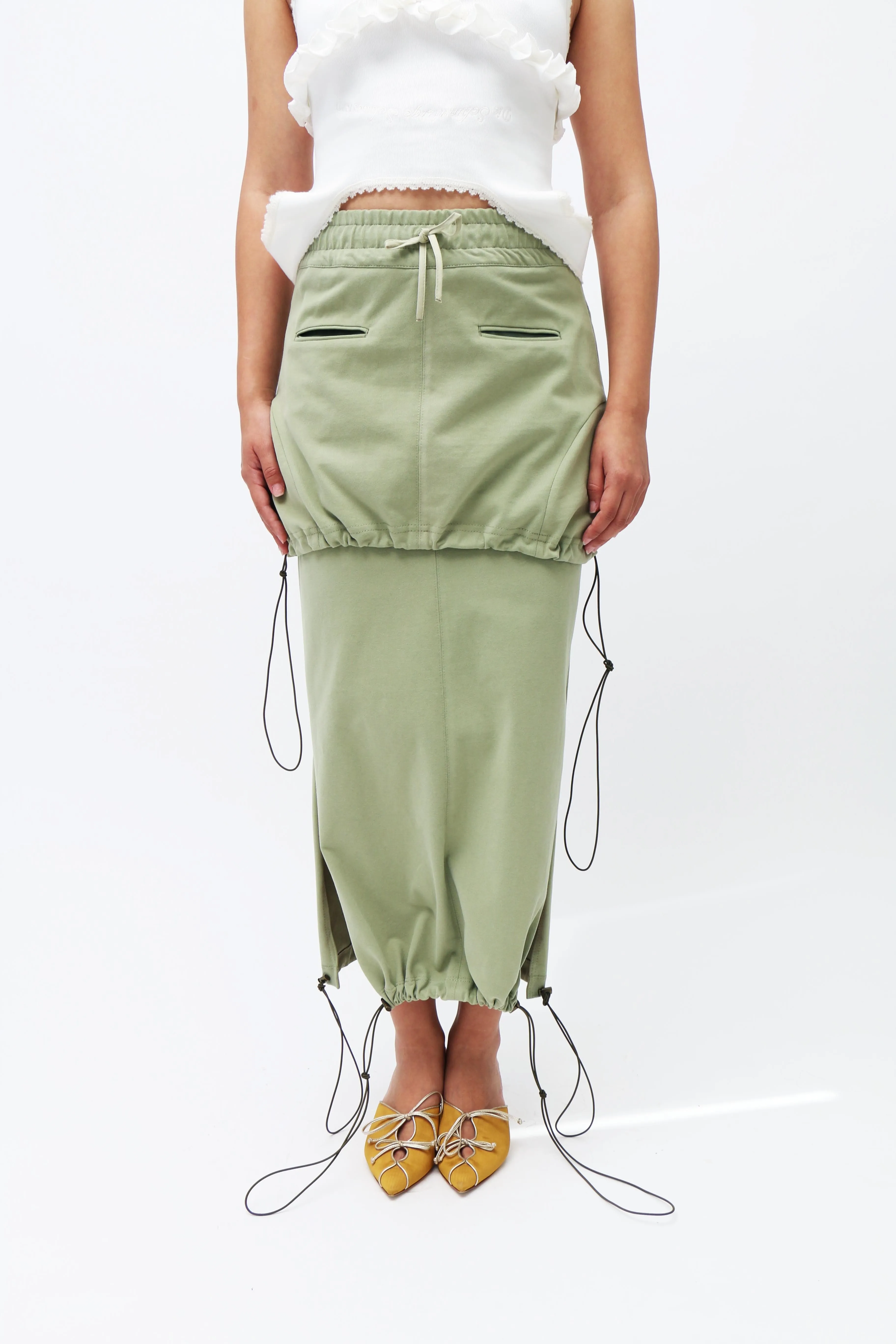 Olive Jersey Adjustable Skirt