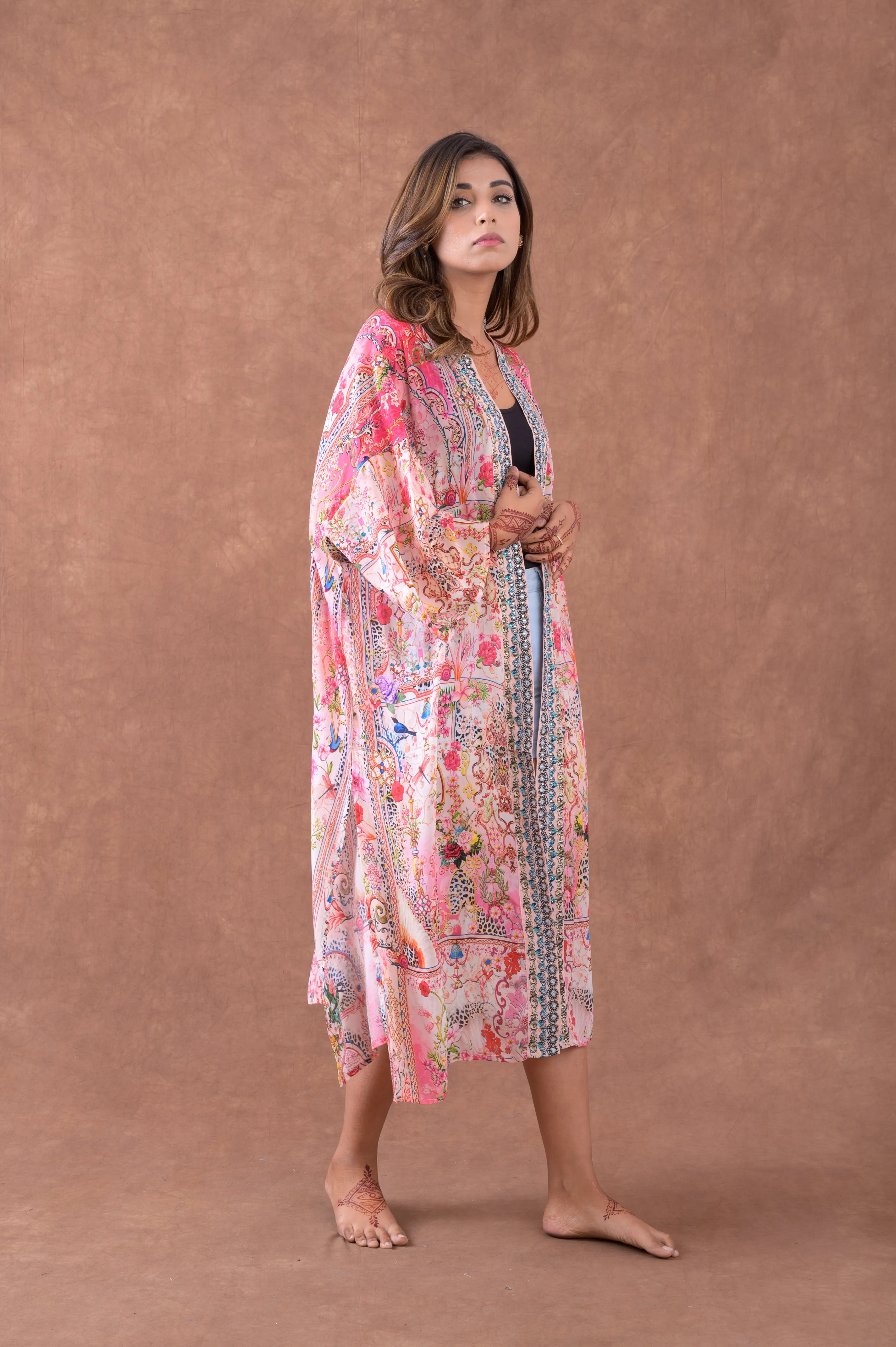 Rhea Premium Pattern Print Kimono