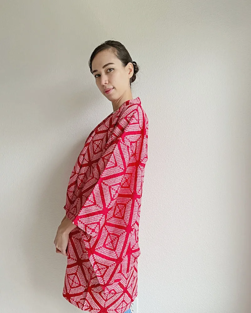 Rhombic Crystal Shibori Haori Kimono Jacket
