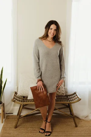 Ribbed V Sweater Dress