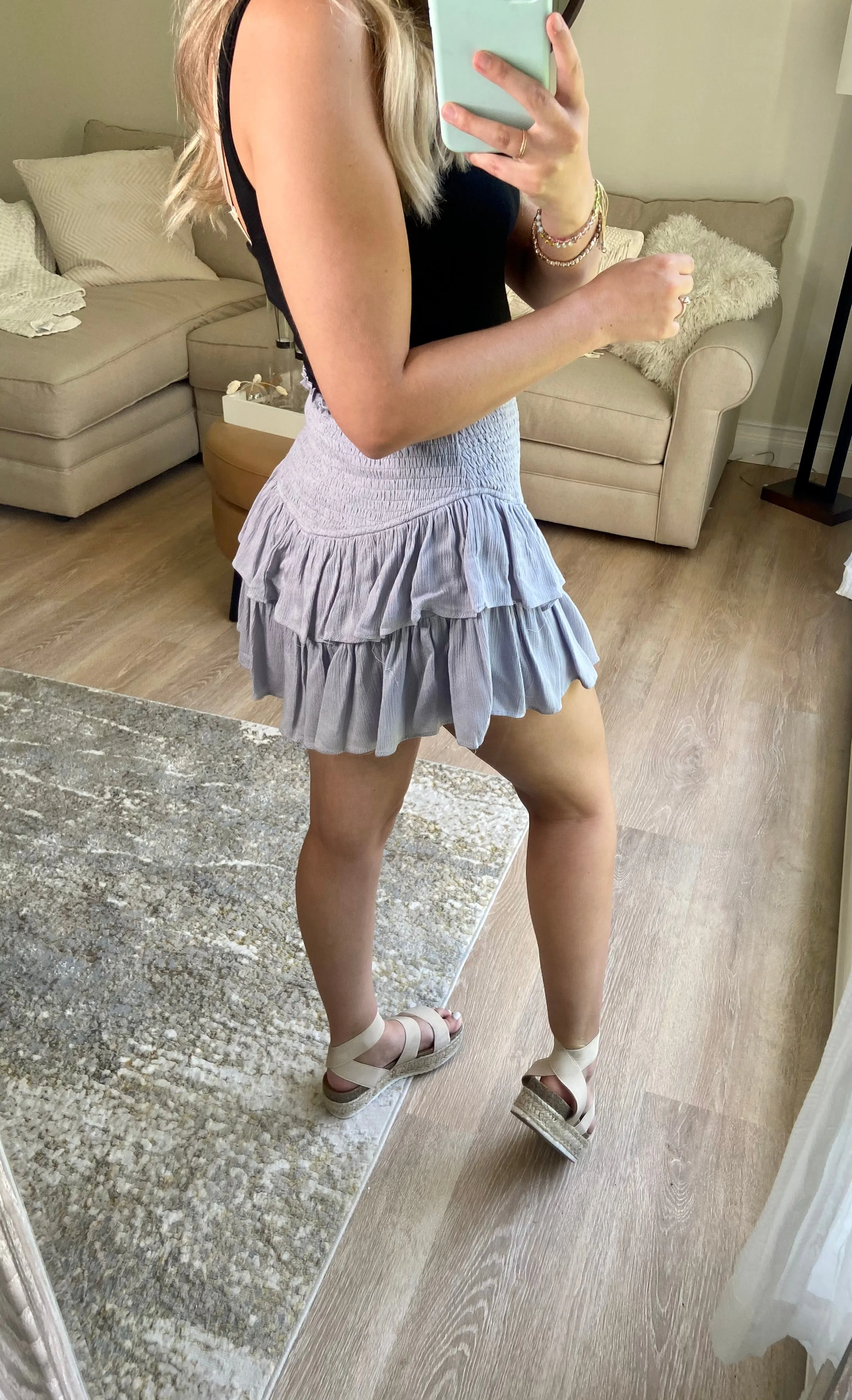 Ruffle Mini Skort // Silver Grey