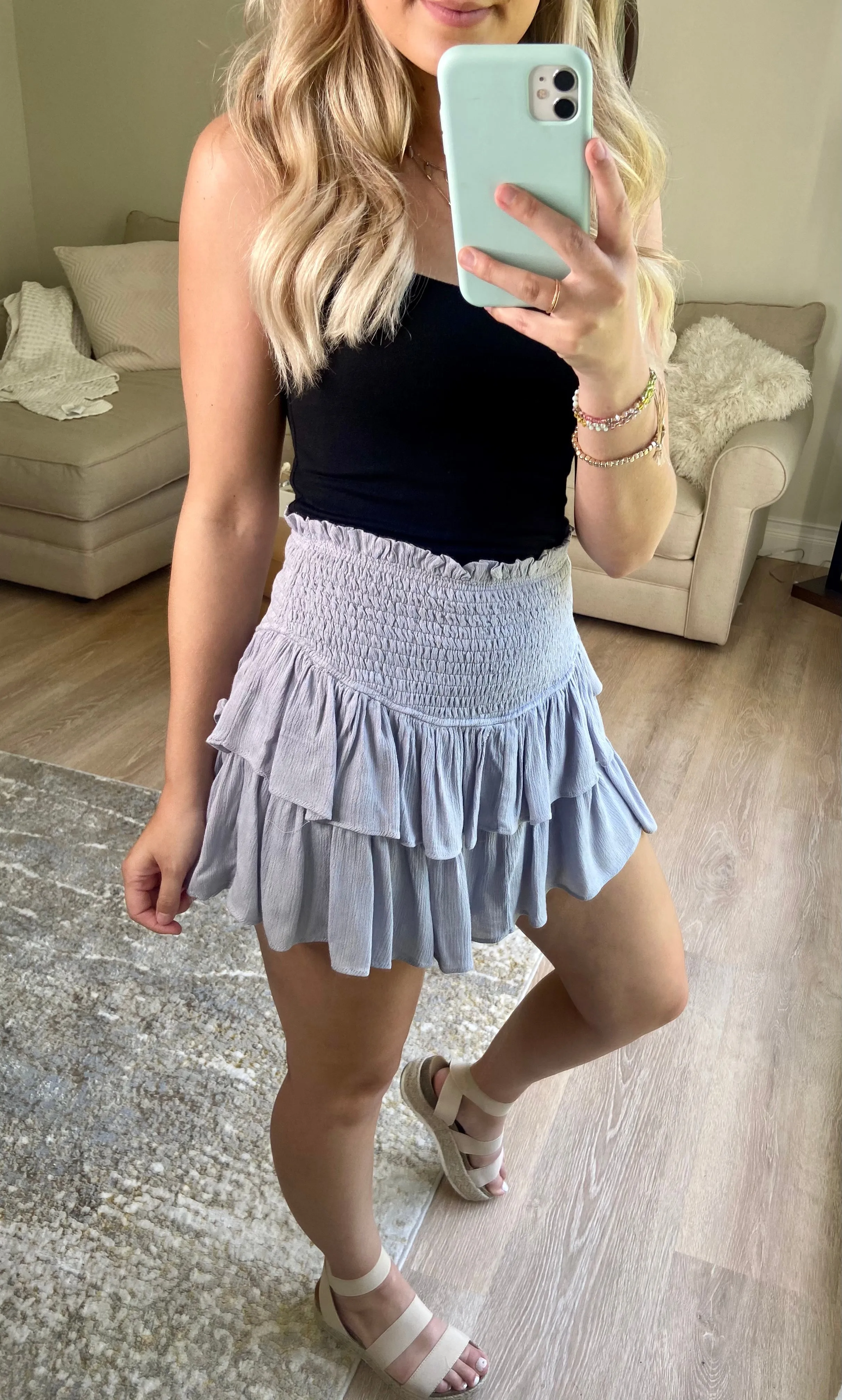 Ruffle Mini Skort // Silver Grey