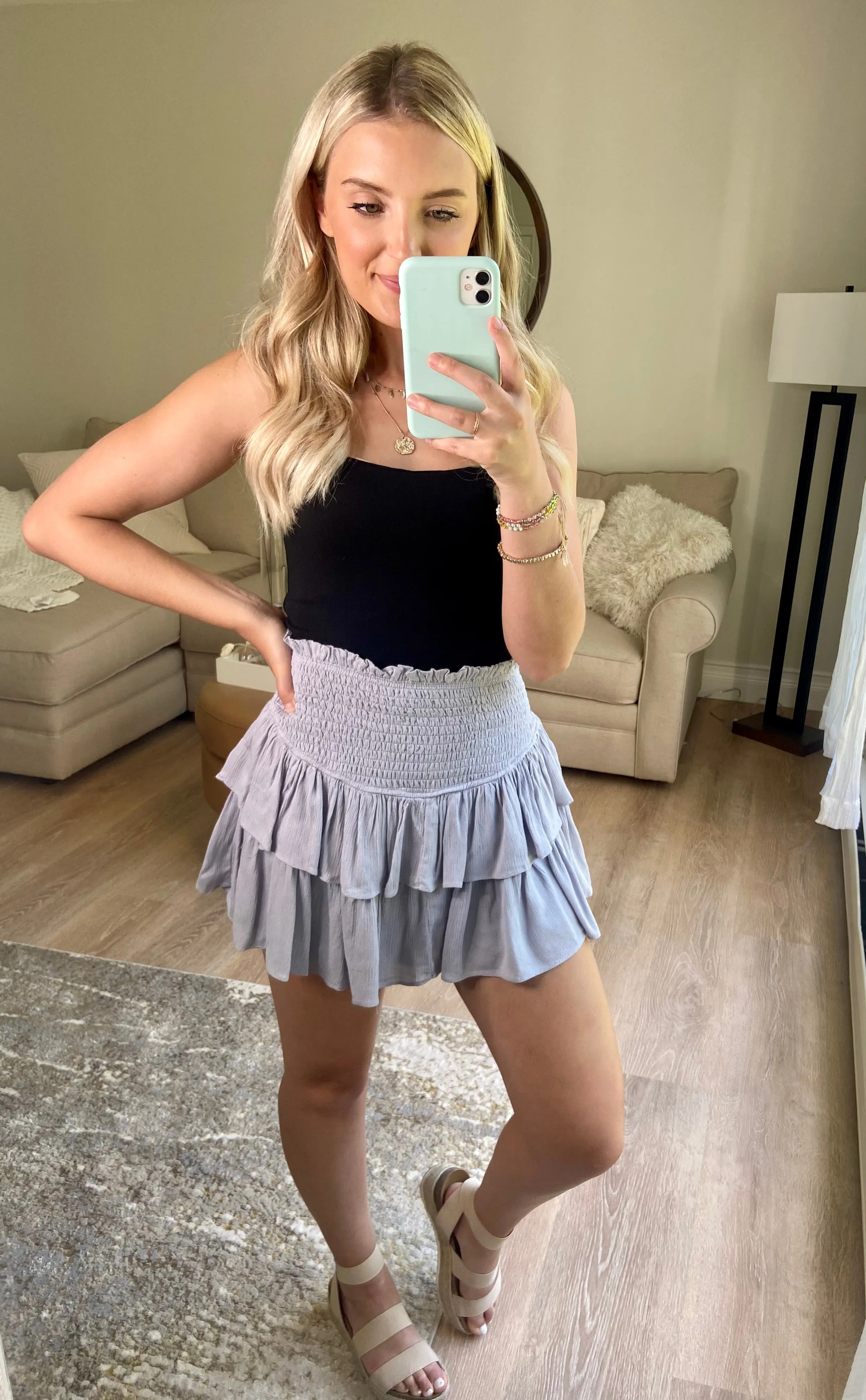 Ruffle Mini Skort // Silver Grey