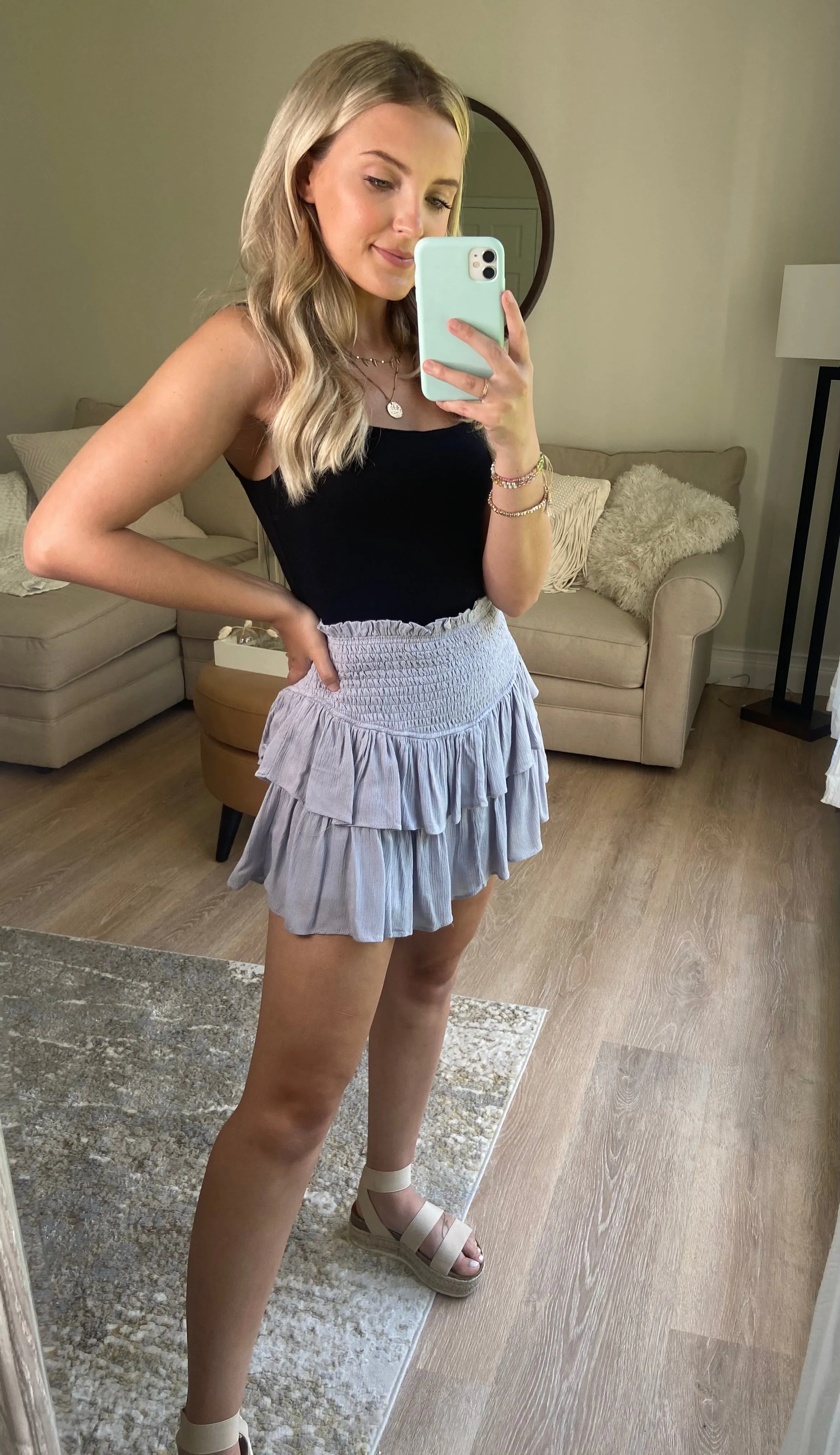 Ruffle Mini Skort // Silver Grey