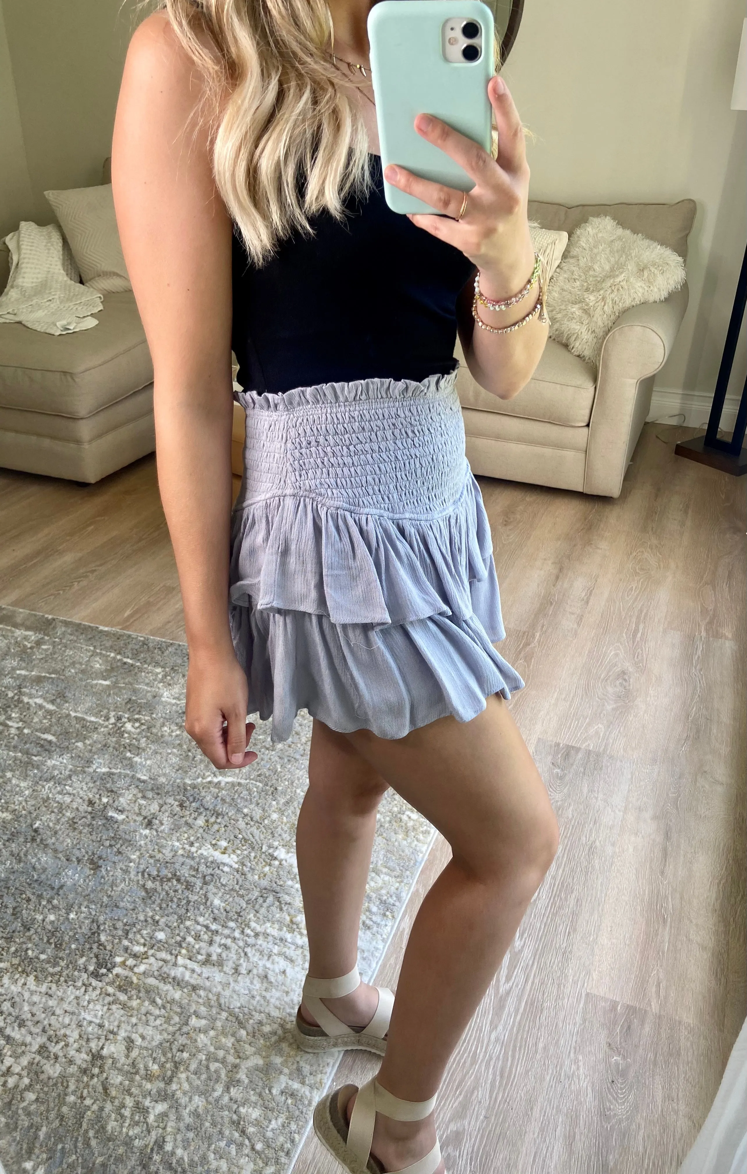 Ruffle Mini Skort // Silver Grey