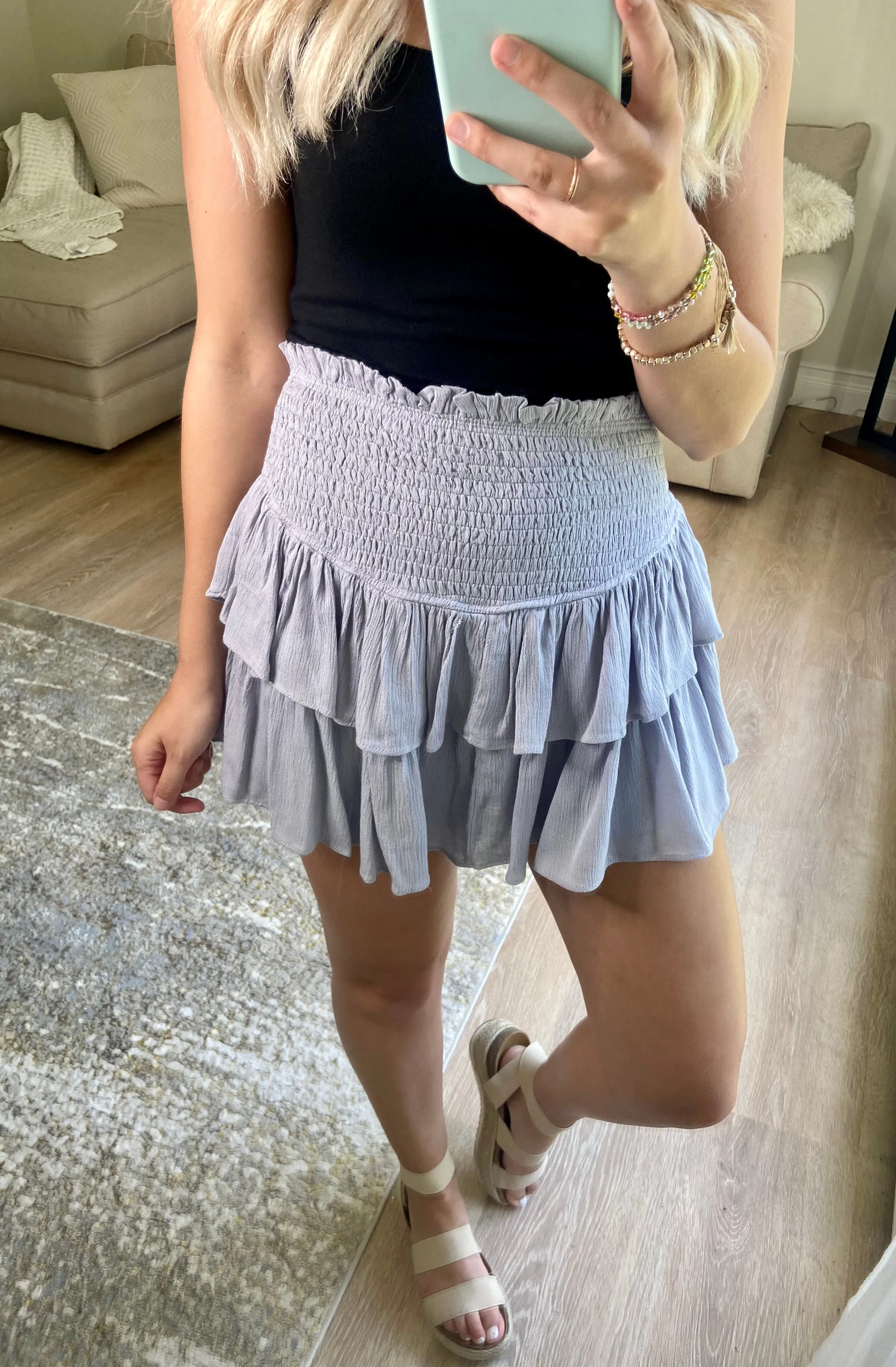 Ruffle Mini Skort // Silver Grey