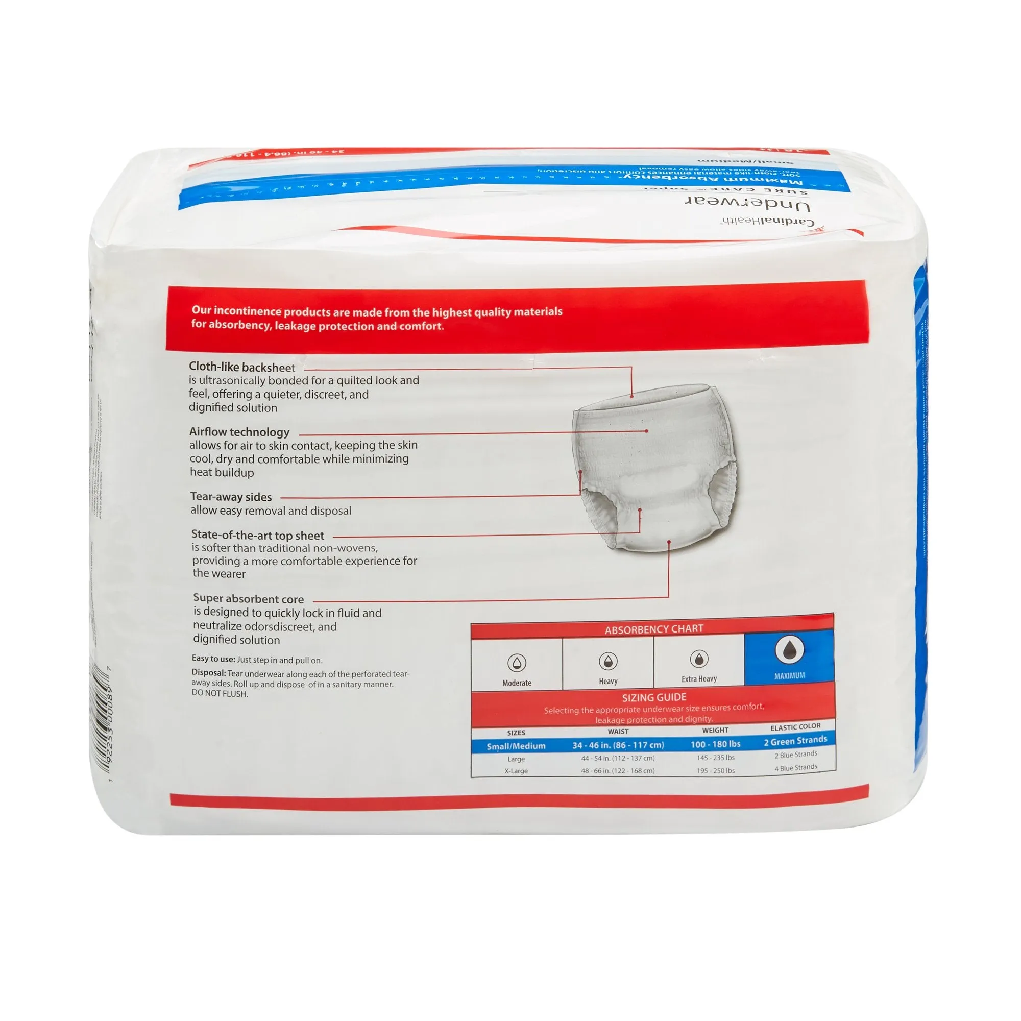 Sure Care Protective Incontinence Underwear, Super Absorbent, Unisex, Disposable