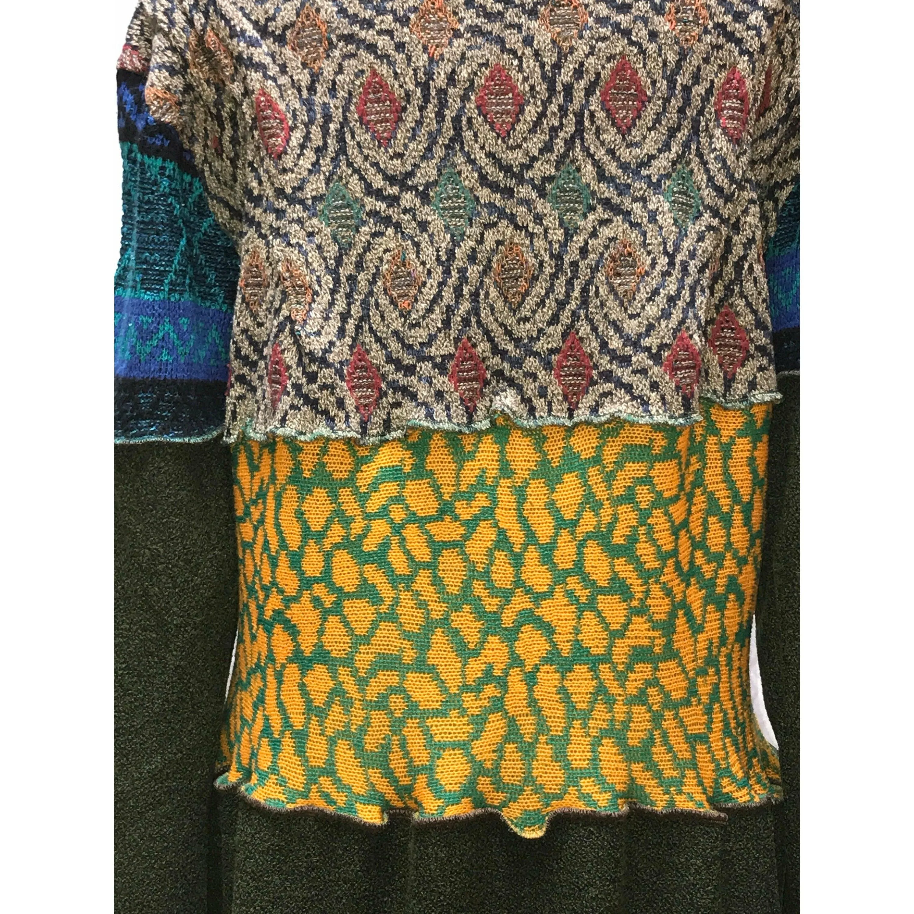 Vegan Cotton Knit Wrap Sweater Jumper Dress in Autumn shades Size M/L