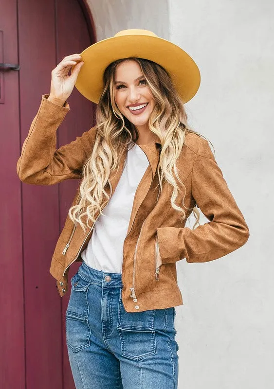 Vegan Suede Moto Jacket